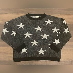 Pol Lightweight Black Sweater with White Stars Size Small